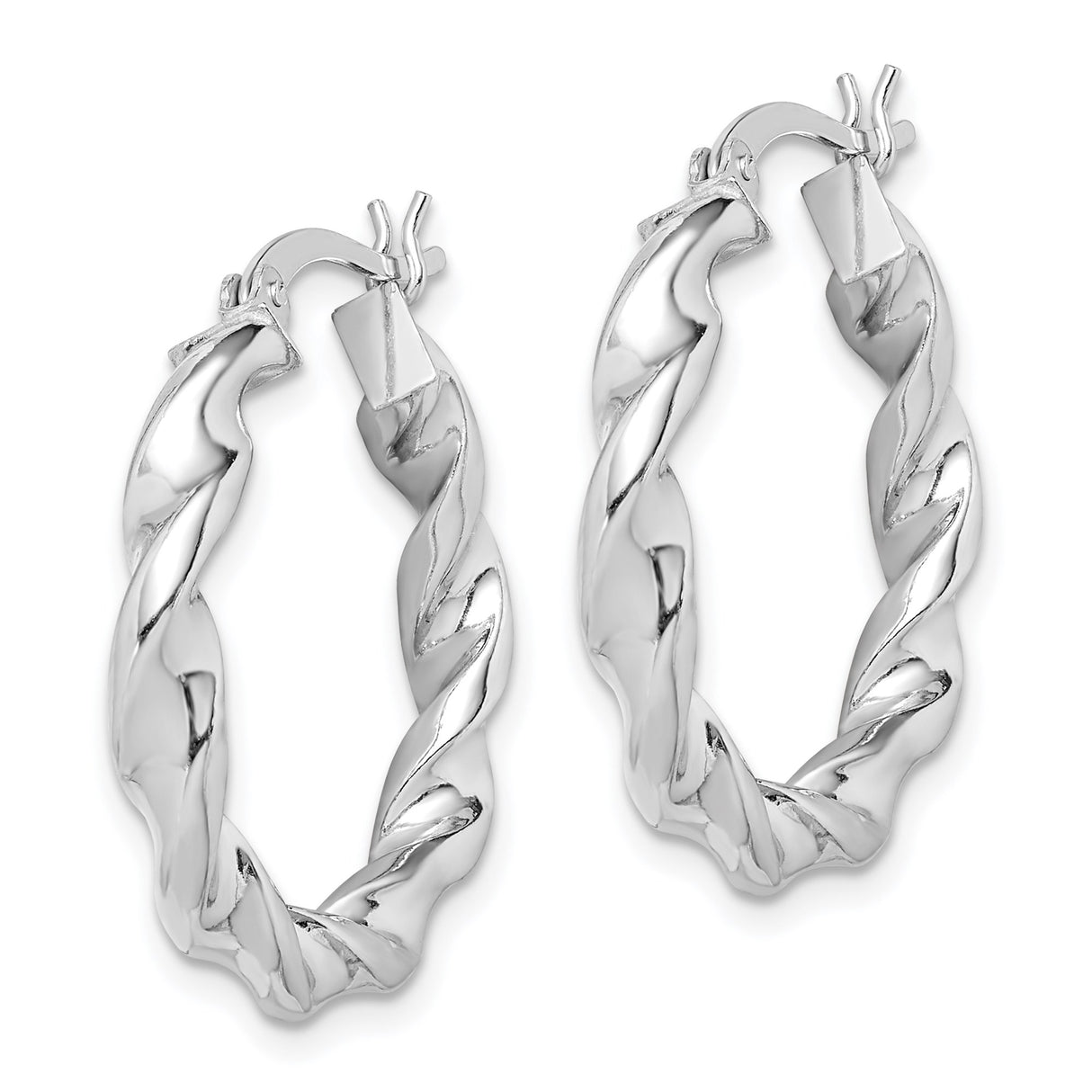 Sterling Silver Twisted Hoop Earrings with Braided Polished Design for Women