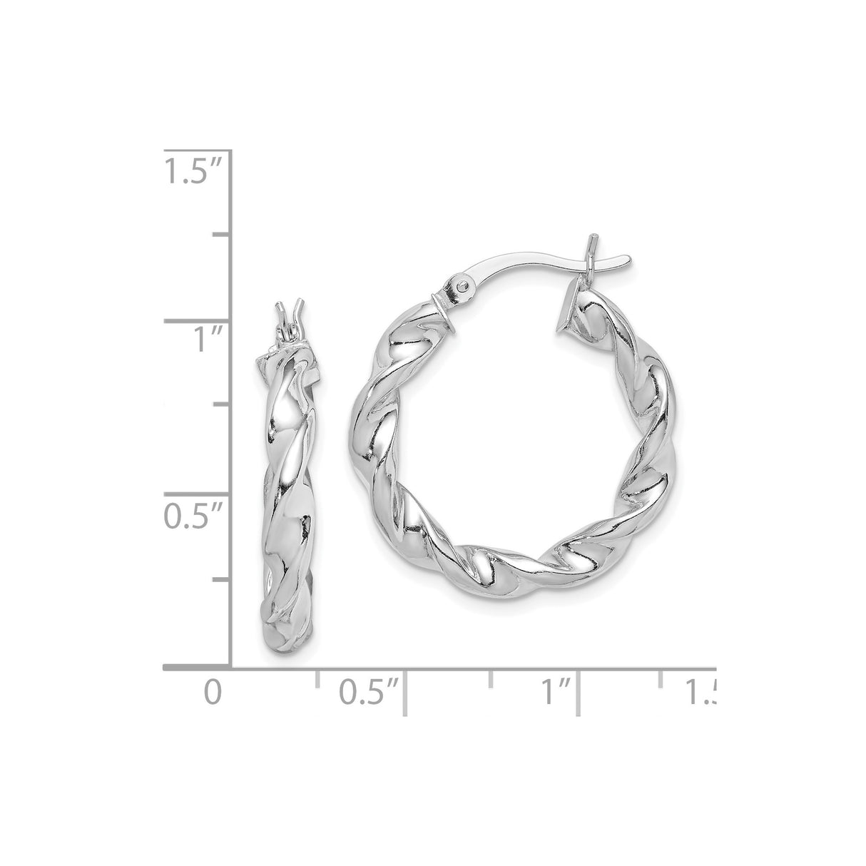 Sterling Silver Twisted Hoop Earrings with Braided Polished Design for Women