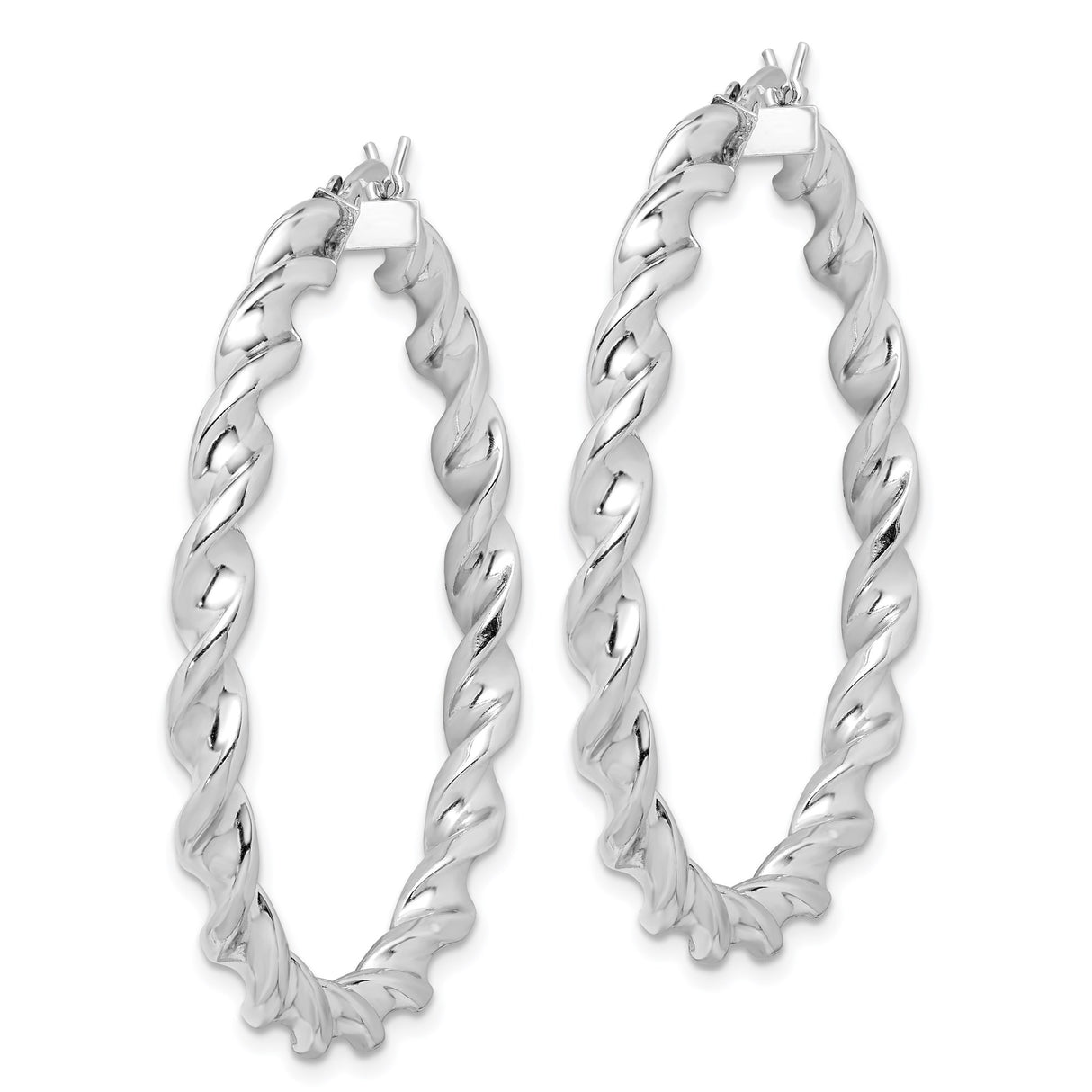 Sterling Silver Twisted Hoop Earrings, Large Round Rope Design, Polished Statement Jewelry for Women