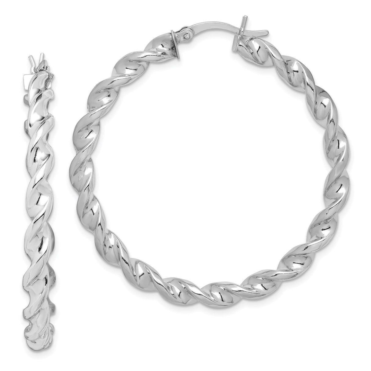 Sterling Silver Twisted Hoop Earrings, Large Round Rope Design, Polished Statement Jewelry for Women