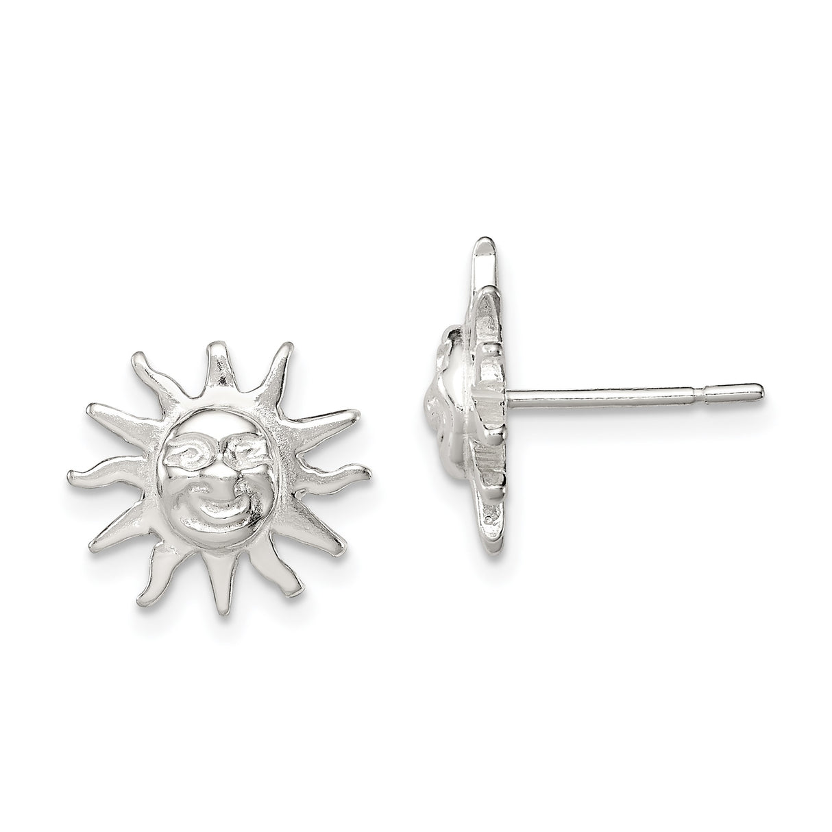 Sterling Silver Sun Face Stud Earrings, Smiling Sun Design, Celestial Boho Jewelry for Women and Teens