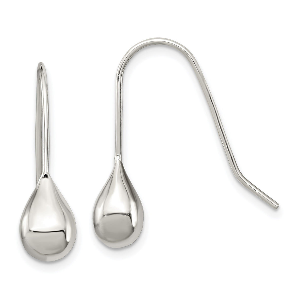 Sterling Silver Teardrop Dangle Earrings, Sleek Minimalist Design, Lightweight Modern Jewelry