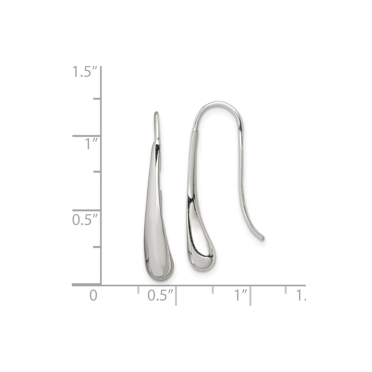 Sterling Silver Drop Earrings with Teardrop Dangle Design, Polished Minimalist Style