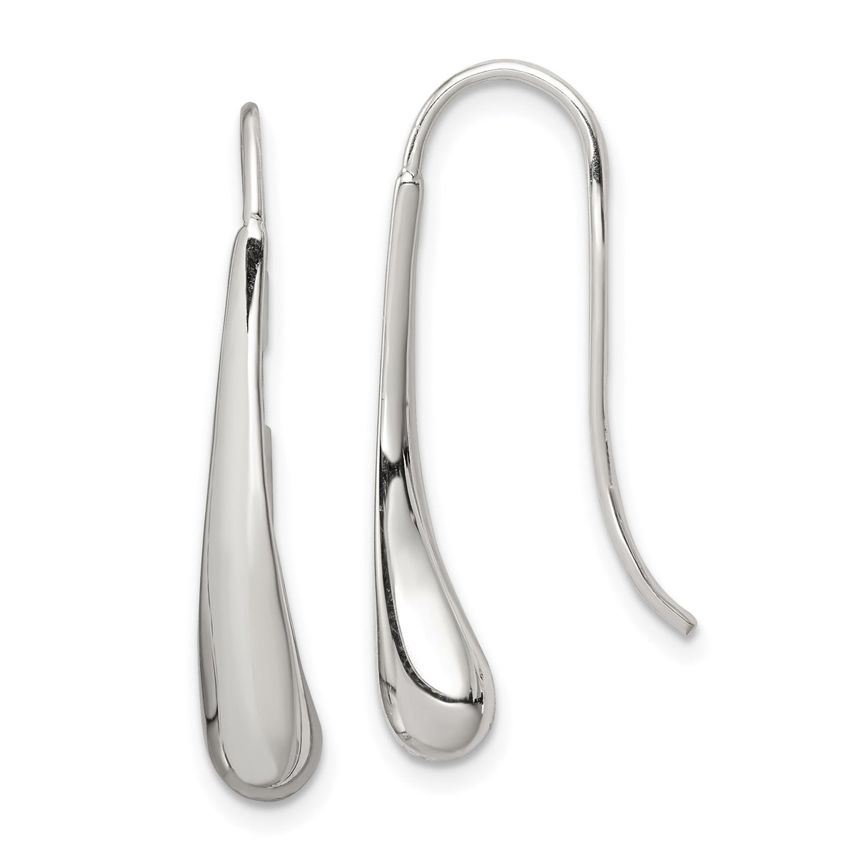 Sterling Silver Drop Earrings with Teardrop Dangle Design, Polished Minimalist Style