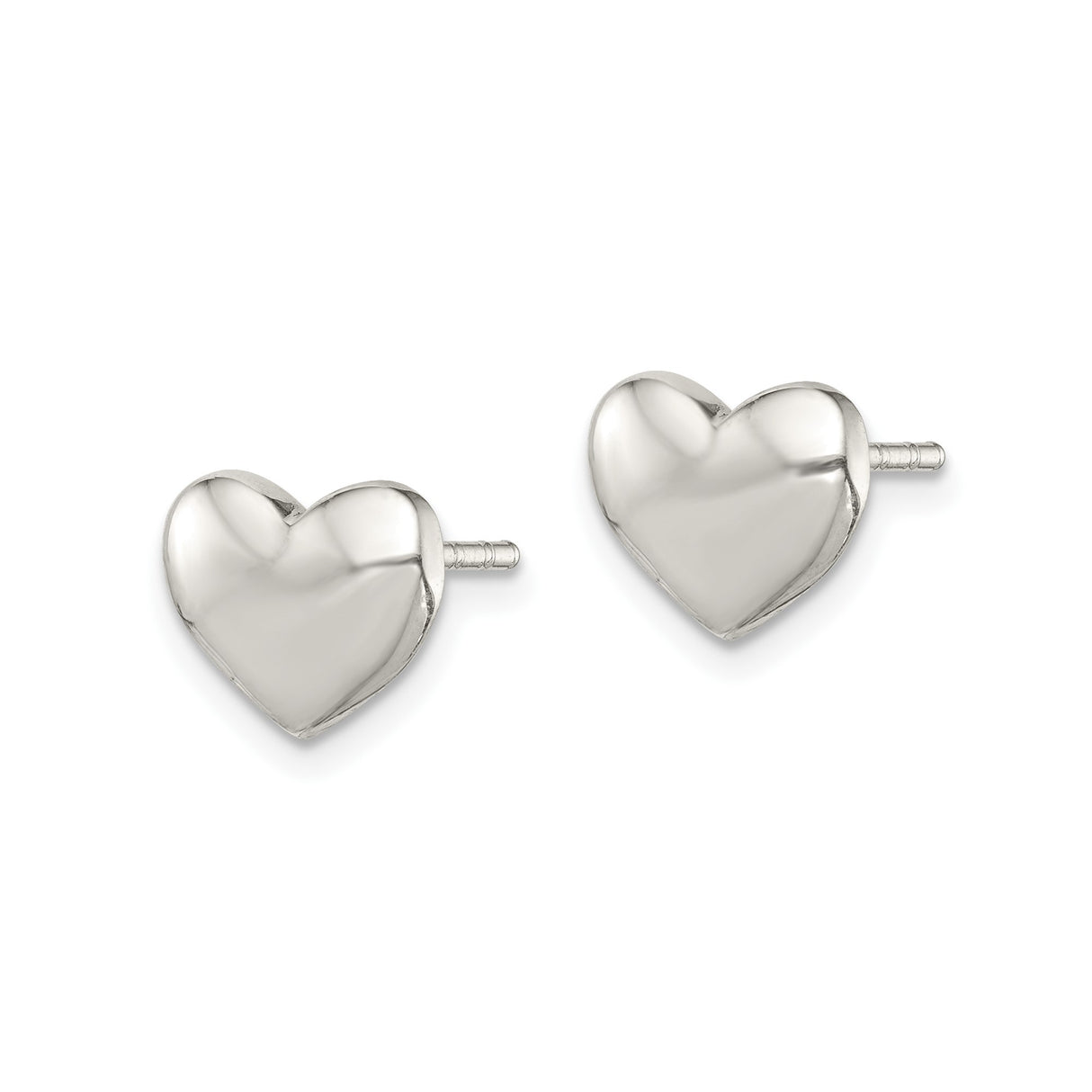 Sterling Silver Heart Stud Earrings, Minimalist Romantic Design for Women