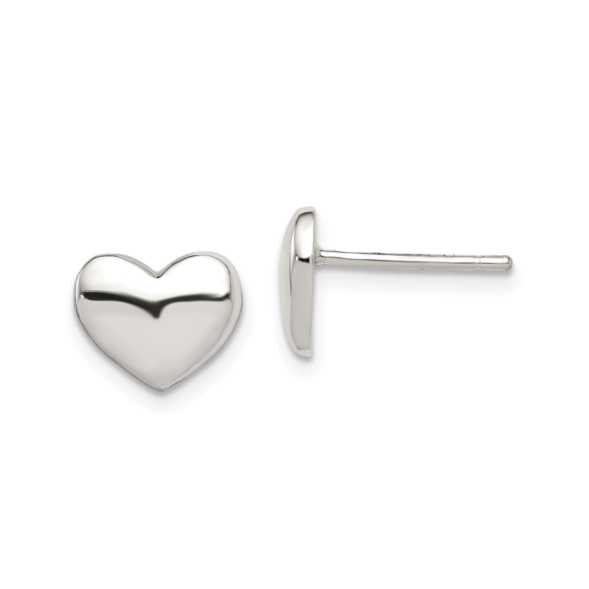 Sterling Silver Heart Stud Earrings, Minimalist Romantic Design for Women