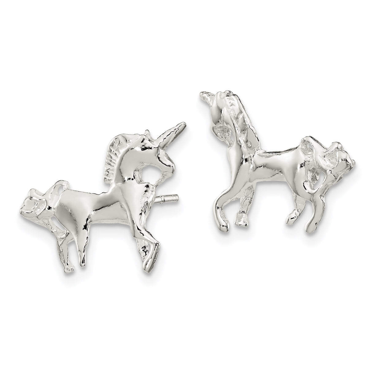 Sterling Silver Unicorn Stud Earrings, Whimsical Fantasy Design for Women and Girls