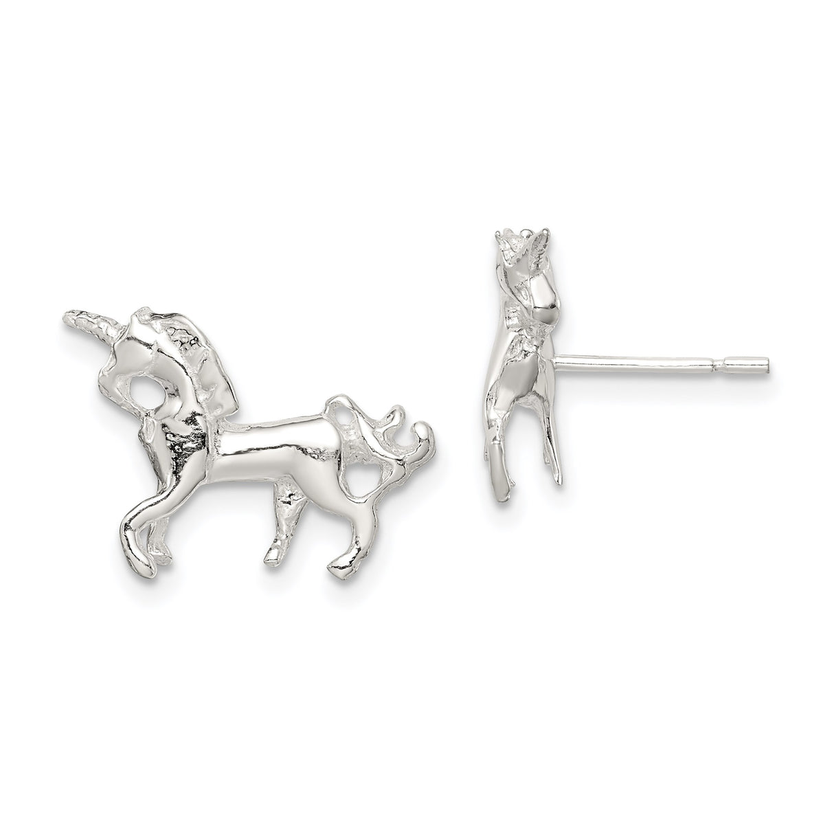 Sterling Silver Unicorn Stud Earrings, Whimsical Fantasy Design for Women and Girls
