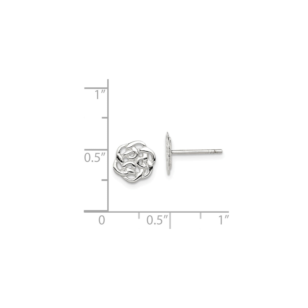 Sterling Silver Rose Stud Earrings with Openwork Floral Design for Women