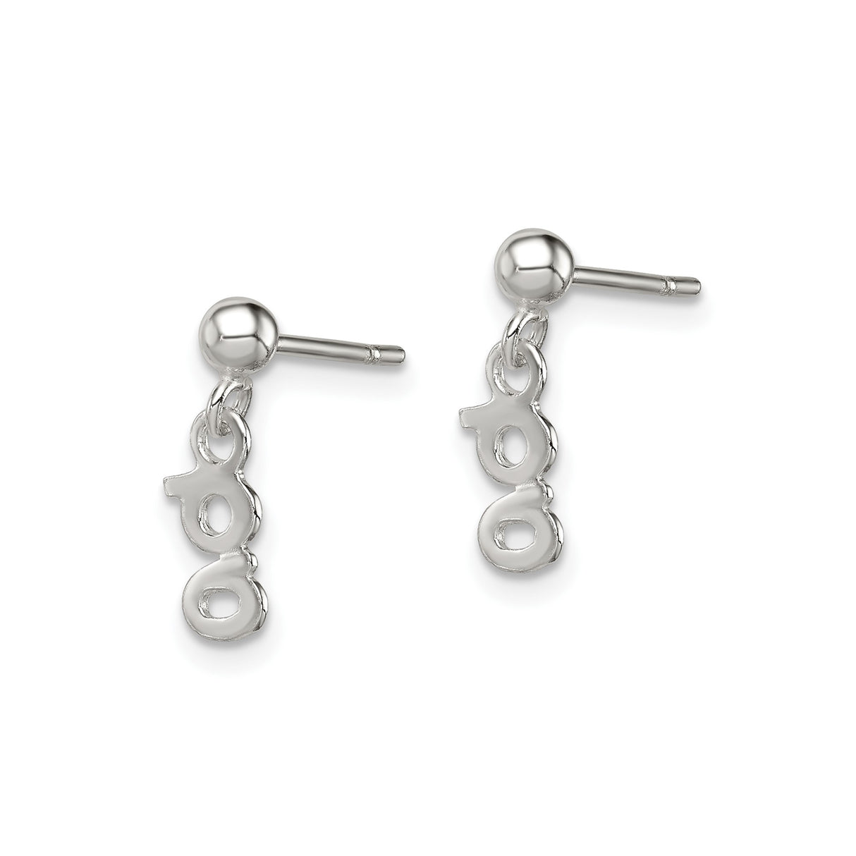 Sterling Silver Stud Earrings with Dangle God Script Charm, Christian Faith Jewelry