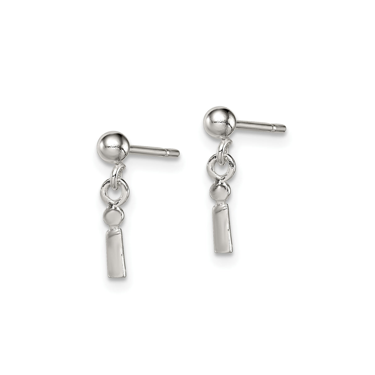 Sterling Silver Dangle Stud Earrings, Minimalist Bar and Circle Drop Design for Women