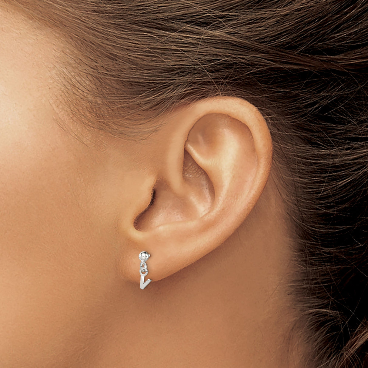 Sterling Silver Initial Dangle Earrings with Letter V Charm, Minimalist Studs for Women and Teens