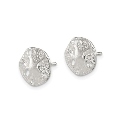 Sterling Silver Sand Dollar Stud Earrings, Textured Cutout Ocean Design, Nautical Coastal Theme