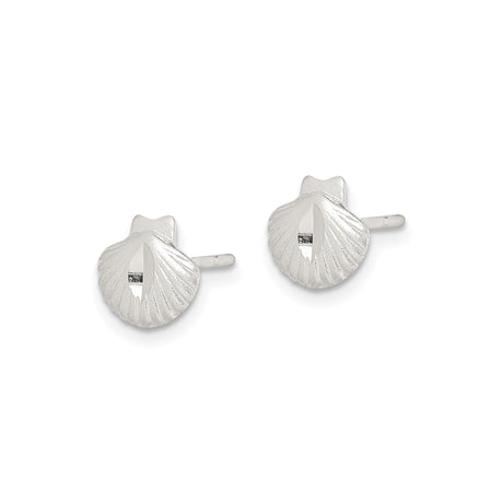 Sterling Silver Scallop Shell Stud Earrings, Camino Spiritual Seashell Motif for Women