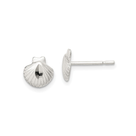 Sterling Silver Scallop Shell Stud Earrings, Camino Spiritual Seashell Motif for Women