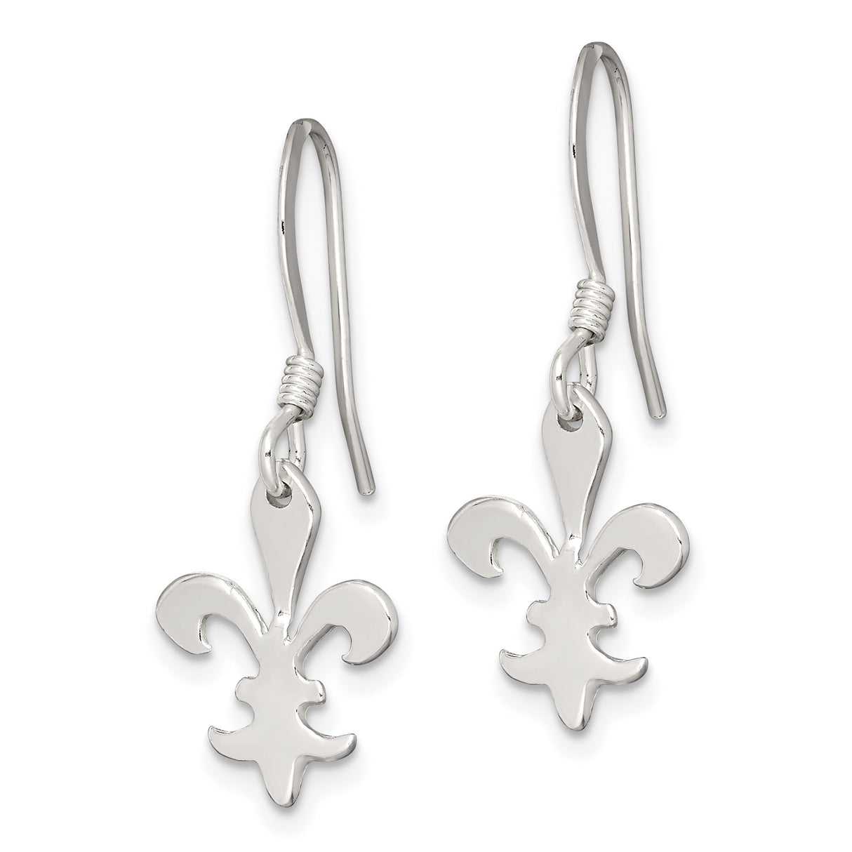 Sterling Silver Dangle Earrings, Fleur de Lis Design, French-Inspired Jewelry for Women