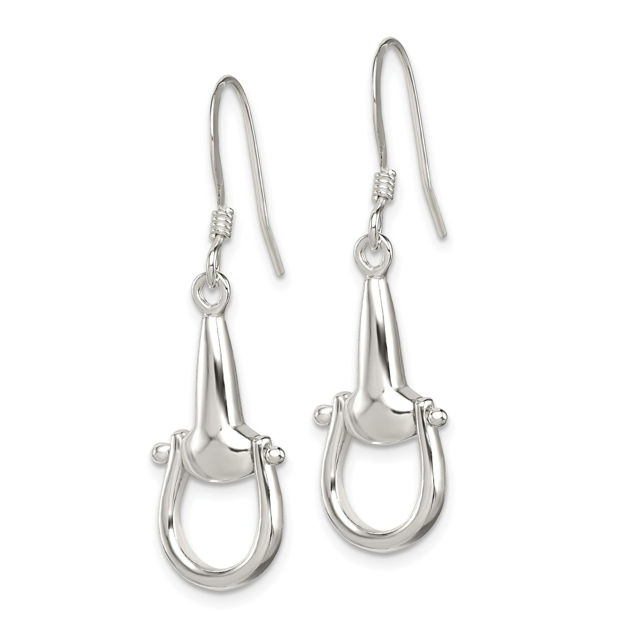 Sterling Silver Stirrup Dangle Earrings, Equestrian Horse Riding Style for Women