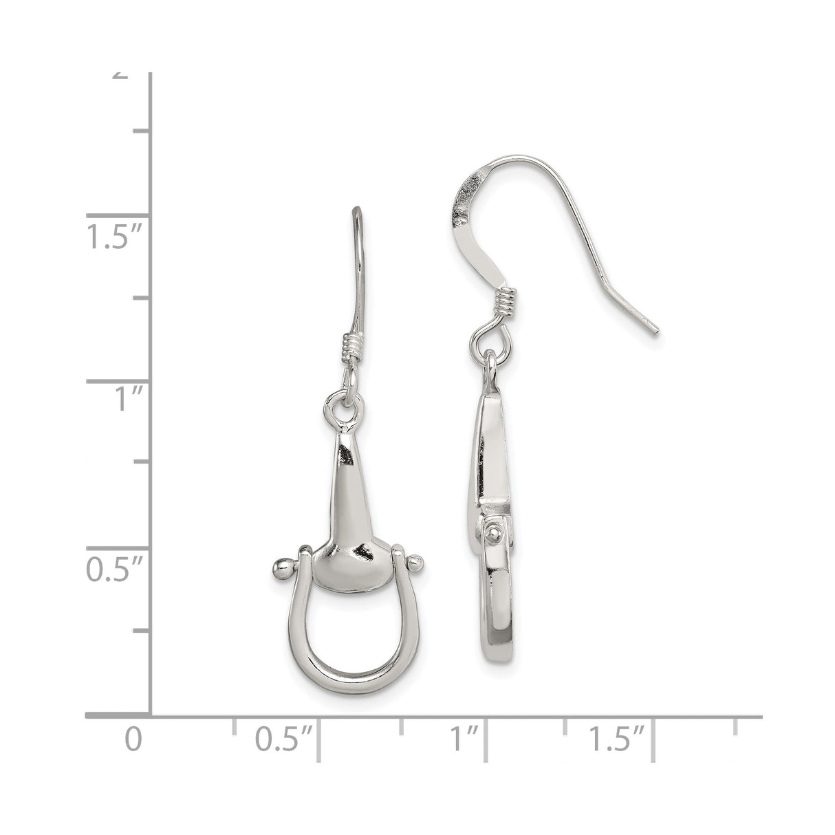 Sterling Silver Stirrup Dangle Earrings, Equestrian Horse Riding Style for Women