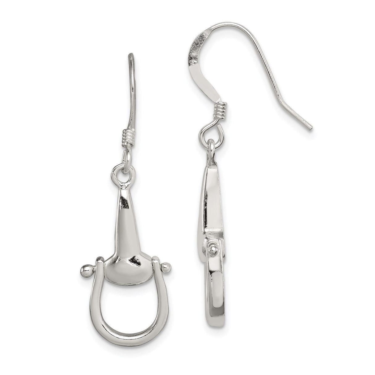 Sterling Silver Stirrup Dangle Earrings, Equestrian Horse Riding Style for Women