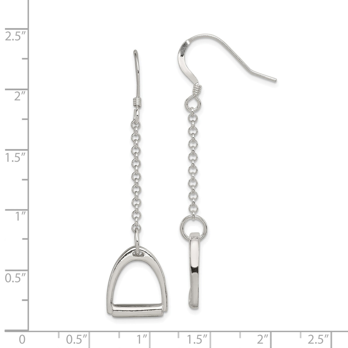 Sterling Silver Dangle Earrings with Stirrup Charm, Equestrian Western Style for Women