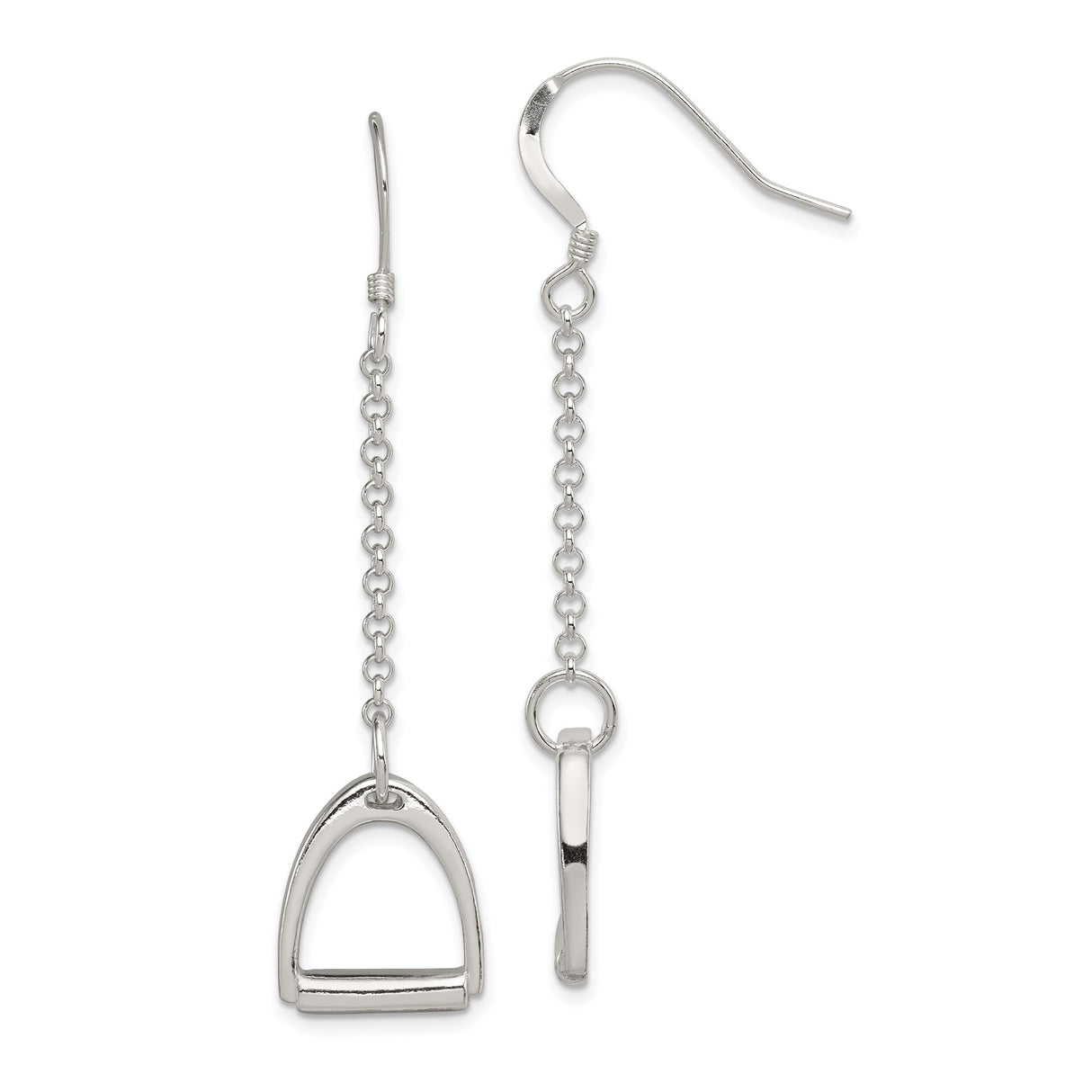 Sterling Silver Dangle Earrings with Stirrup Charm, Equestrian Western Style for Women