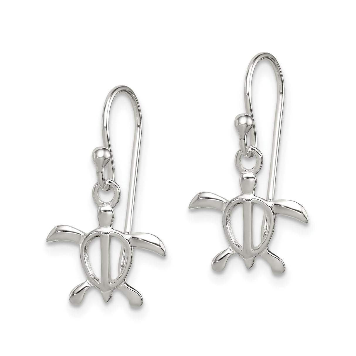 Sterling Silver Dangle Turtle Earrings with Open Design, Ocean Theme Jewelry for Women