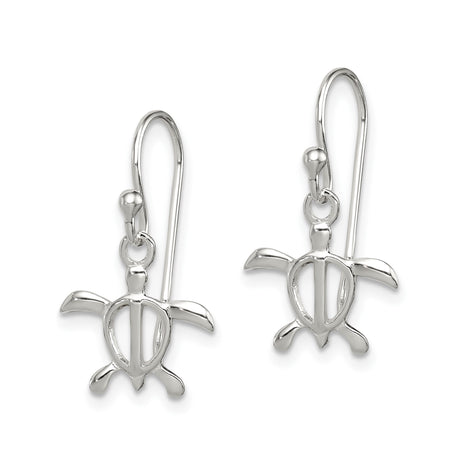 Sterling Silver Dangle Turtle Earrings with Open Design, Ocean Theme Jewelry for Women