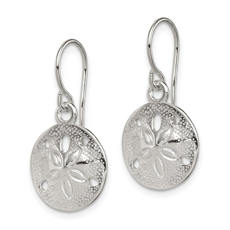 Sterling Silver Sand Dollar Dangle Earrings with Textured Seashell Design and Ocean Theme