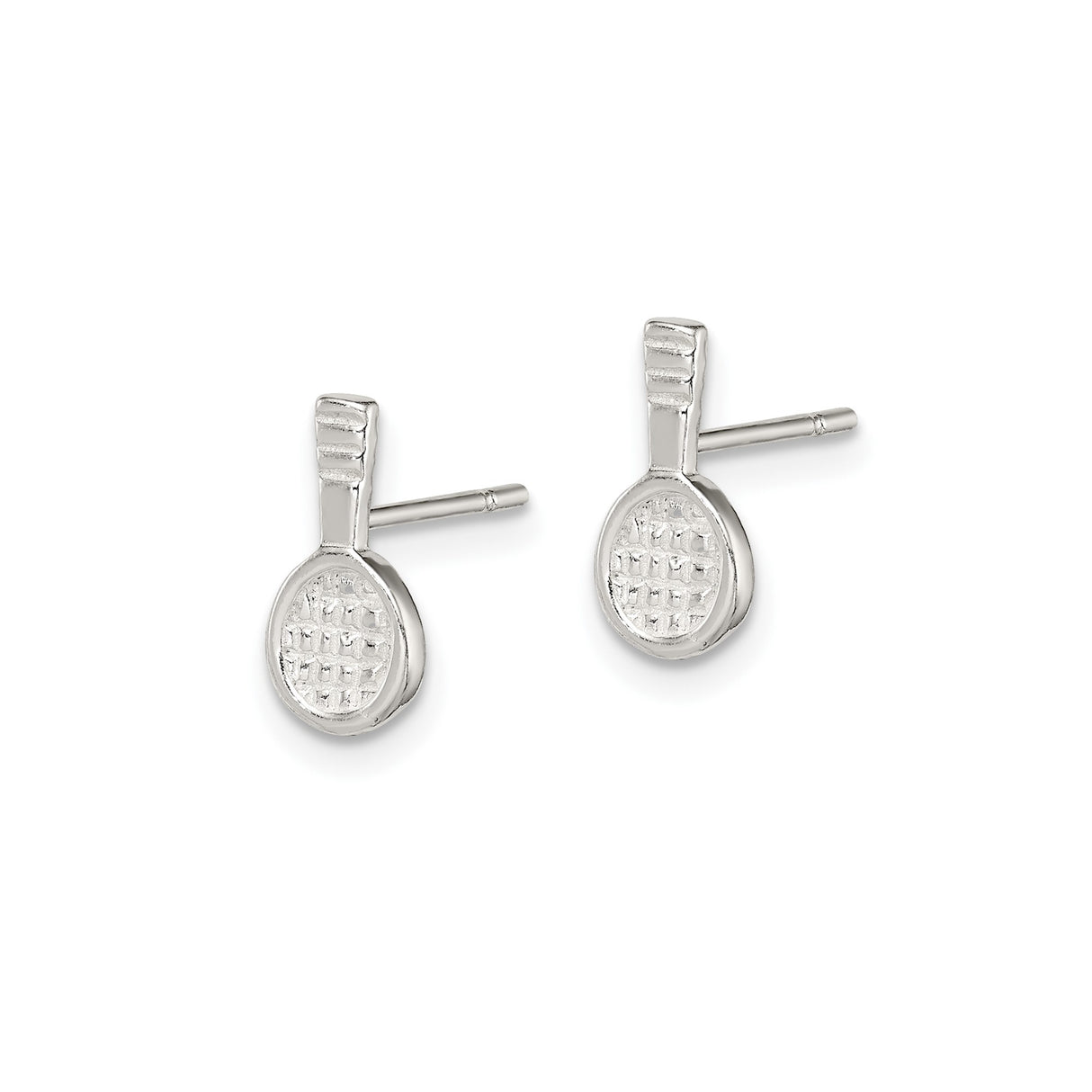 Sterling Silver Tennis Racket Stud Earrings, Miniature Sports Jewelry for Women and Unisex Wear
