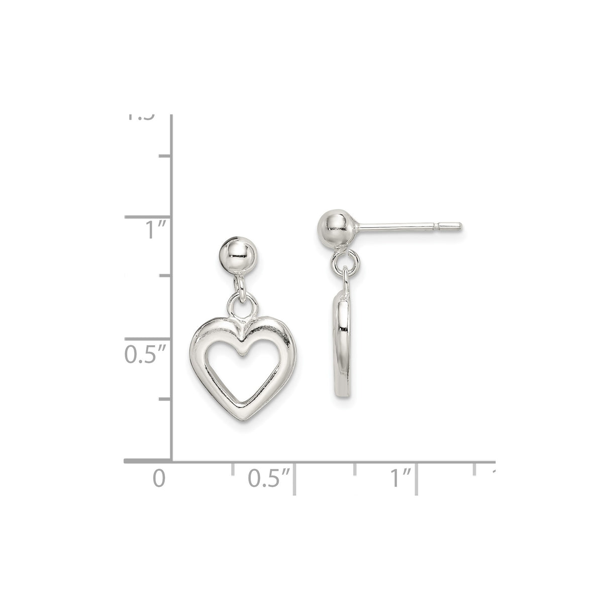 Sterling Silver Heart Drop Earrings with Open-Heart Design, Romantic Dangle Style