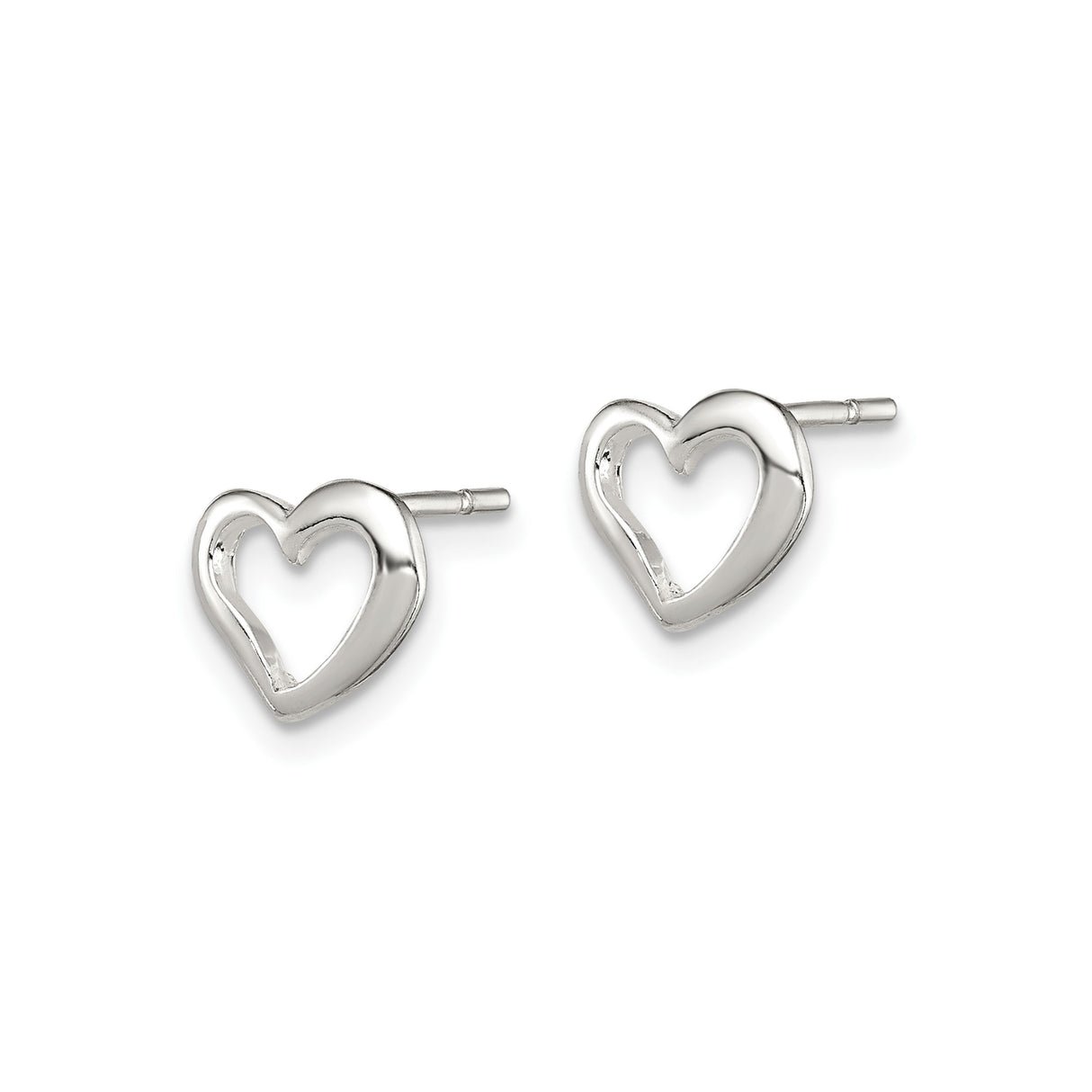 Sterling Silver Heart Stud Earrings, Open Heart Design, Minimalist Romantic Jewelry for Women