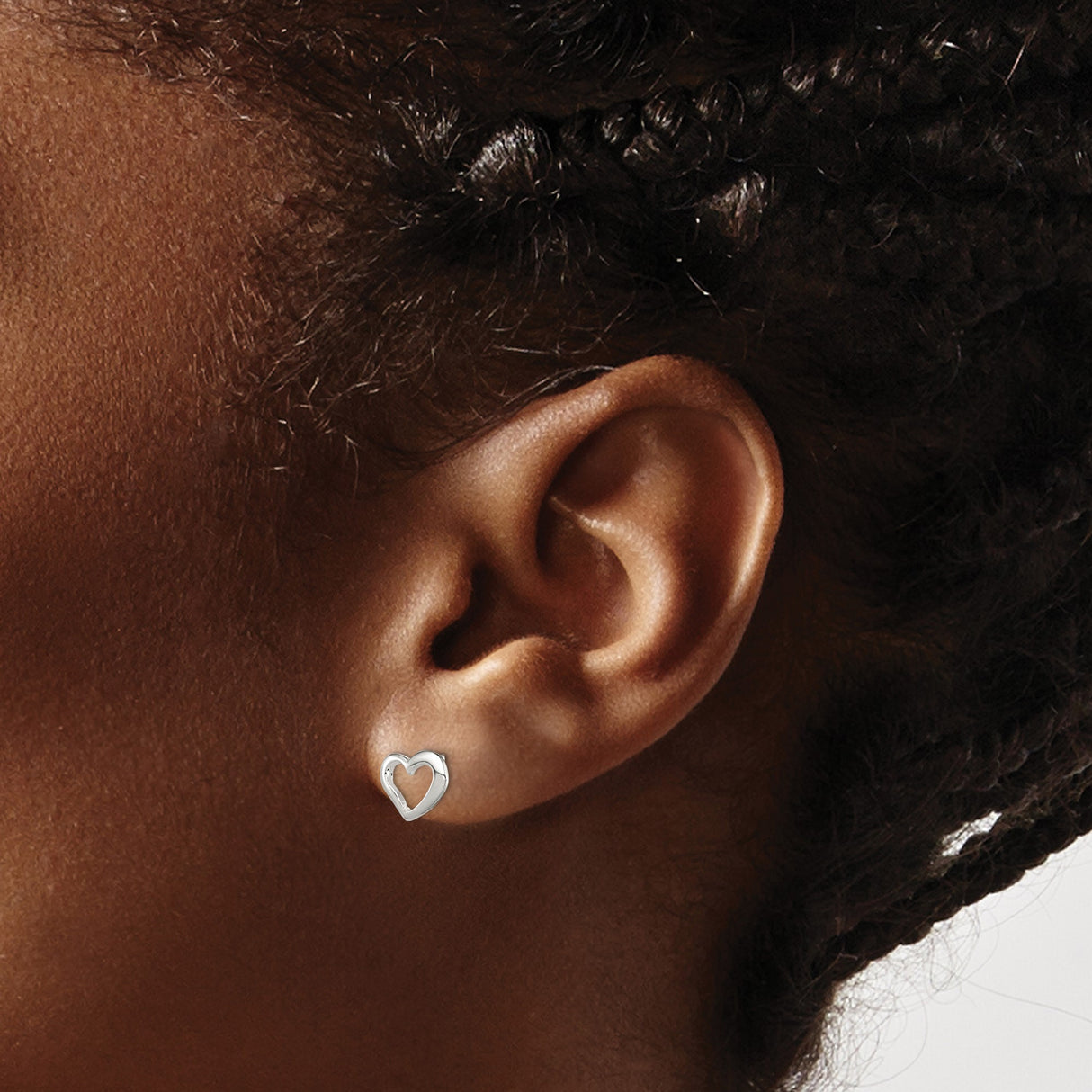 Sterling Silver Heart Stud Earrings, Open Heart Design, Minimalist Romantic Jewelry for Women