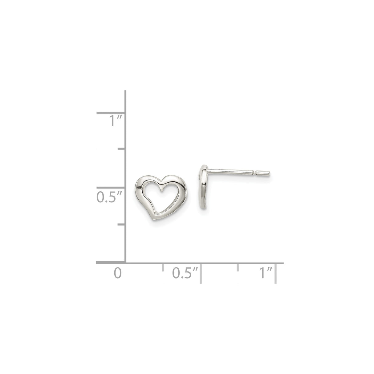 Sterling Silver Heart Stud Earrings, Open Heart Design, Minimalist Romantic Jewelry for Women