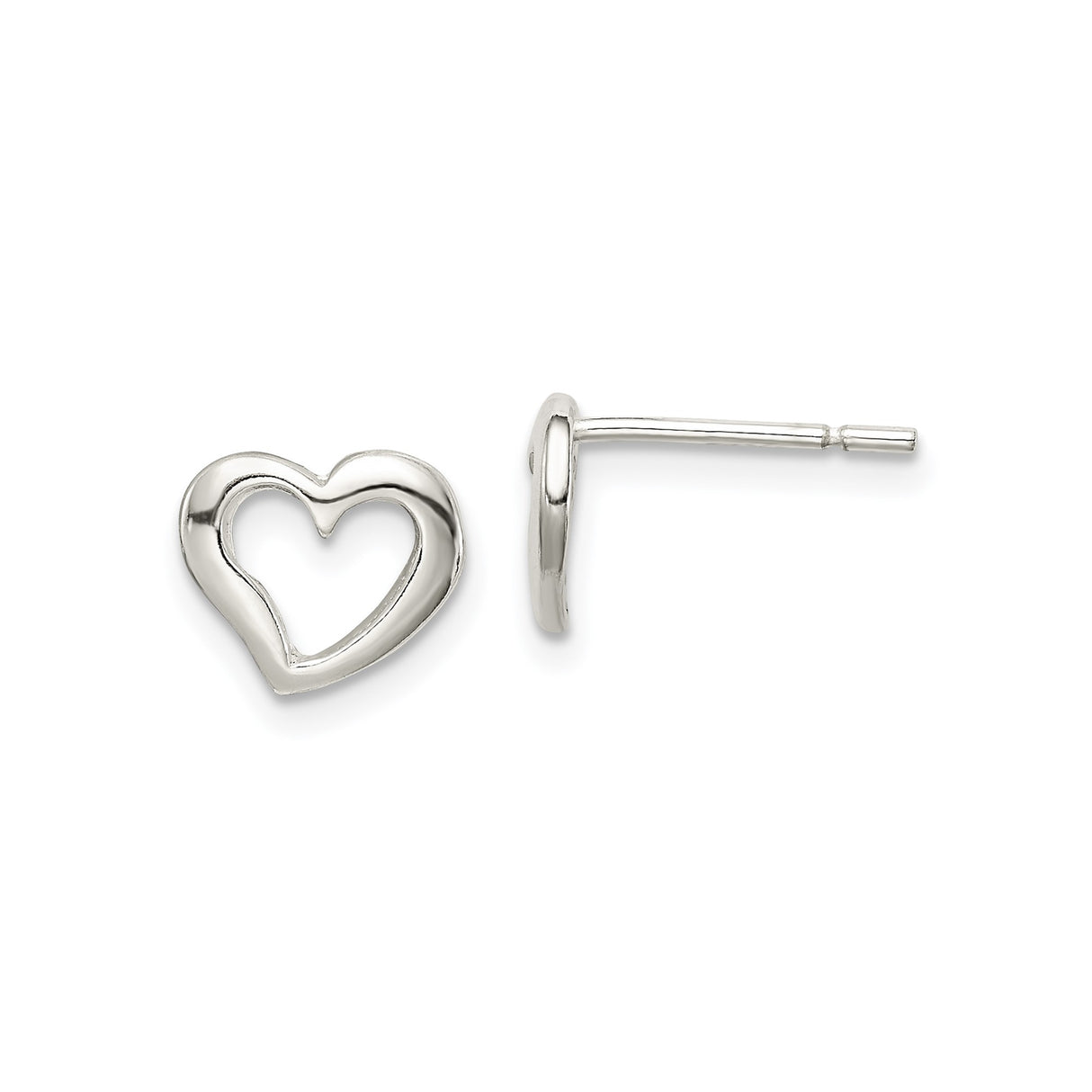 Sterling Silver Heart Stud Earrings, Open Heart Design, Minimalist Romantic Jewelry for Women