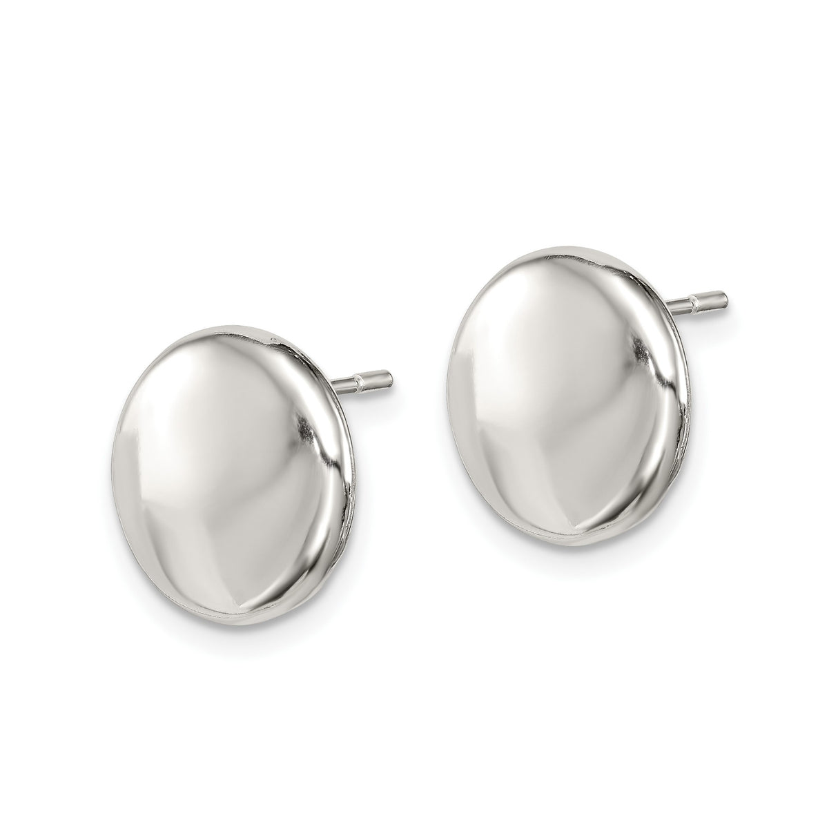 Sterling Silver Stud Earrings, Round Dome Design with Polished Finish, Minimalist Unisex Style