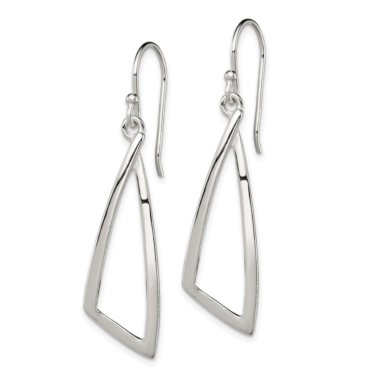 Sterling Silver Triangle Drop Earrings, Lightweight Geometric Dangle Design for Women