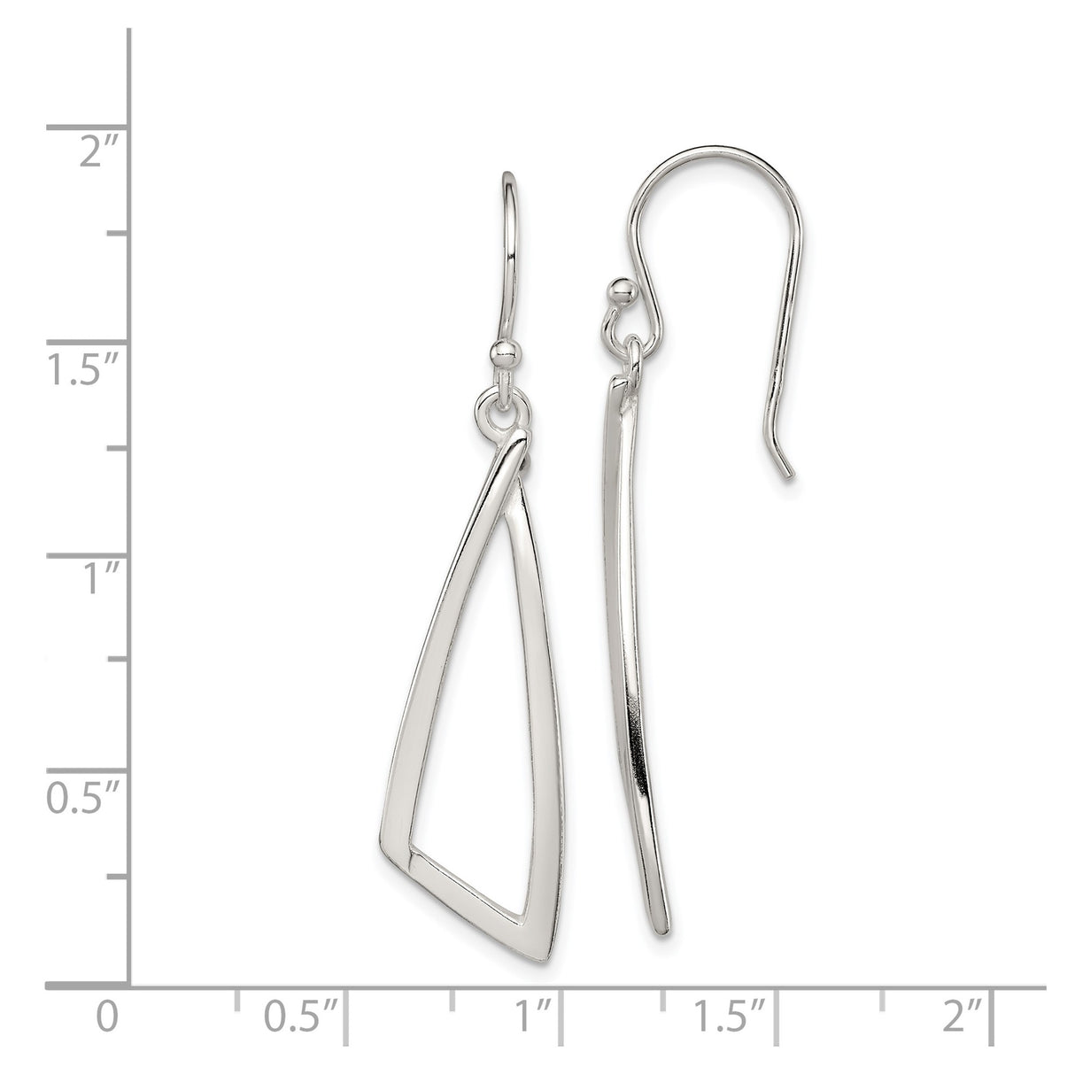 Sterling Silver Triangle Drop Earrings, Lightweight Geometric Dangle Design for Women