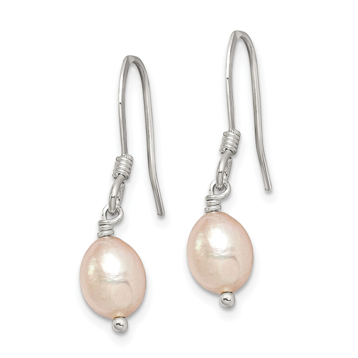 Sterling Silver Dangle Earrings with Natural Freshwater Pearls, Hook Drop Design for Women