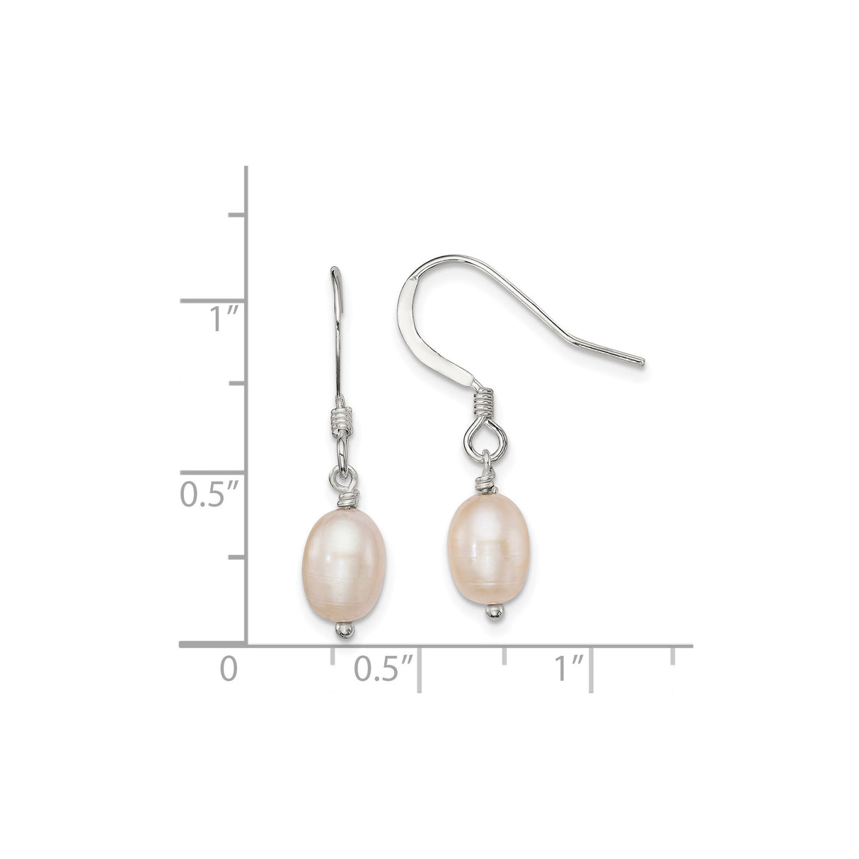 Sterling Silver Dangle Earrings with Natural Freshwater Pearls, Hook Drop Design for Women