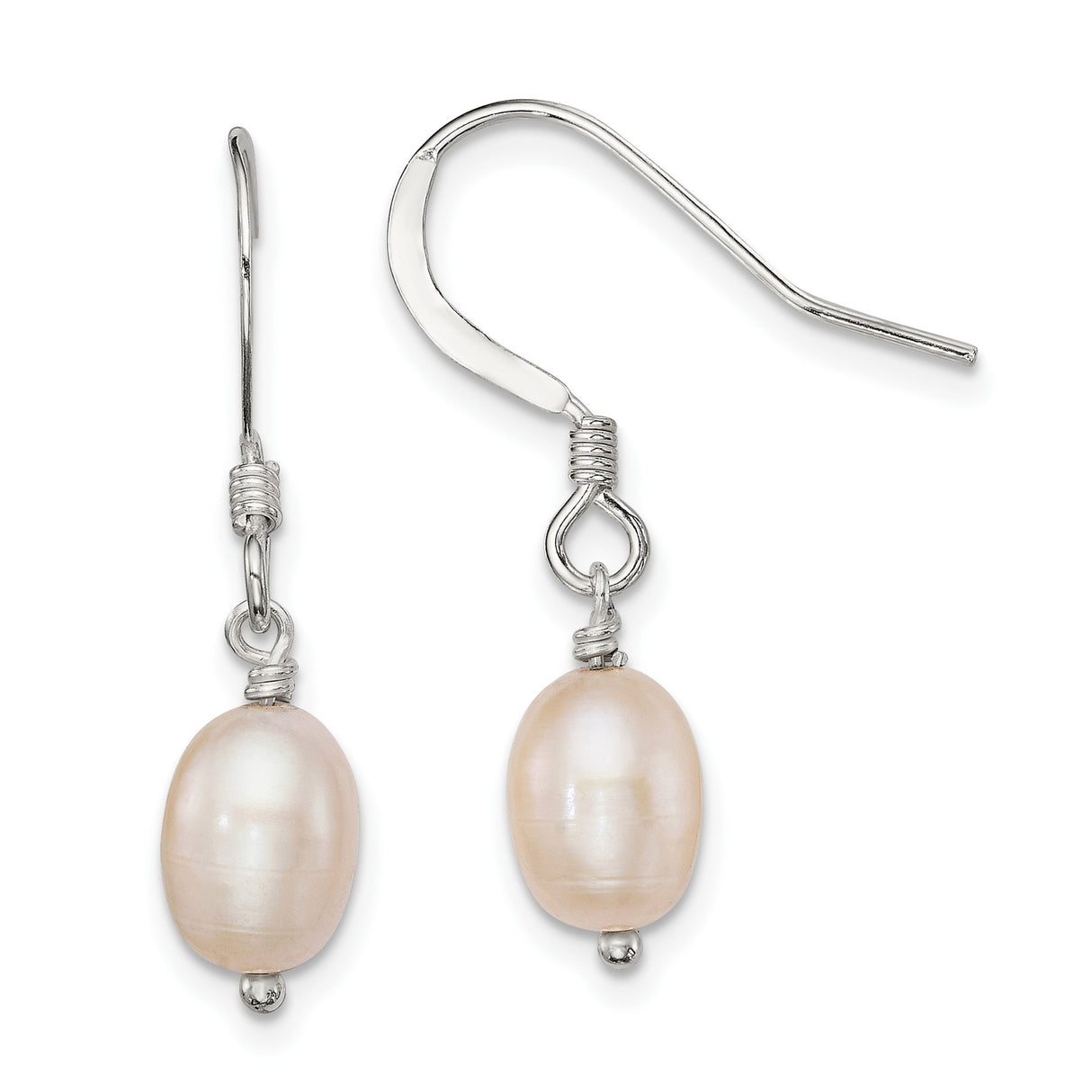 Sterling Silver Dangle Earrings with Natural Freshwater Pearls, Hook Drop Design for Women