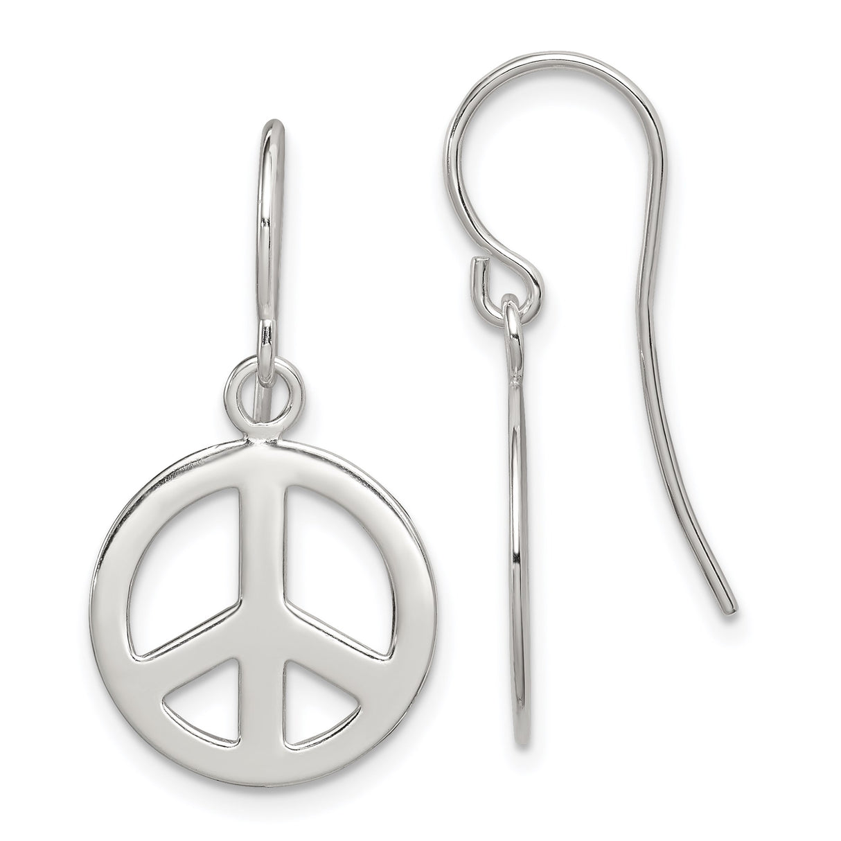 Sterling Silver Drop Earrings with Peace Sign, Boho Dangle Style for Women