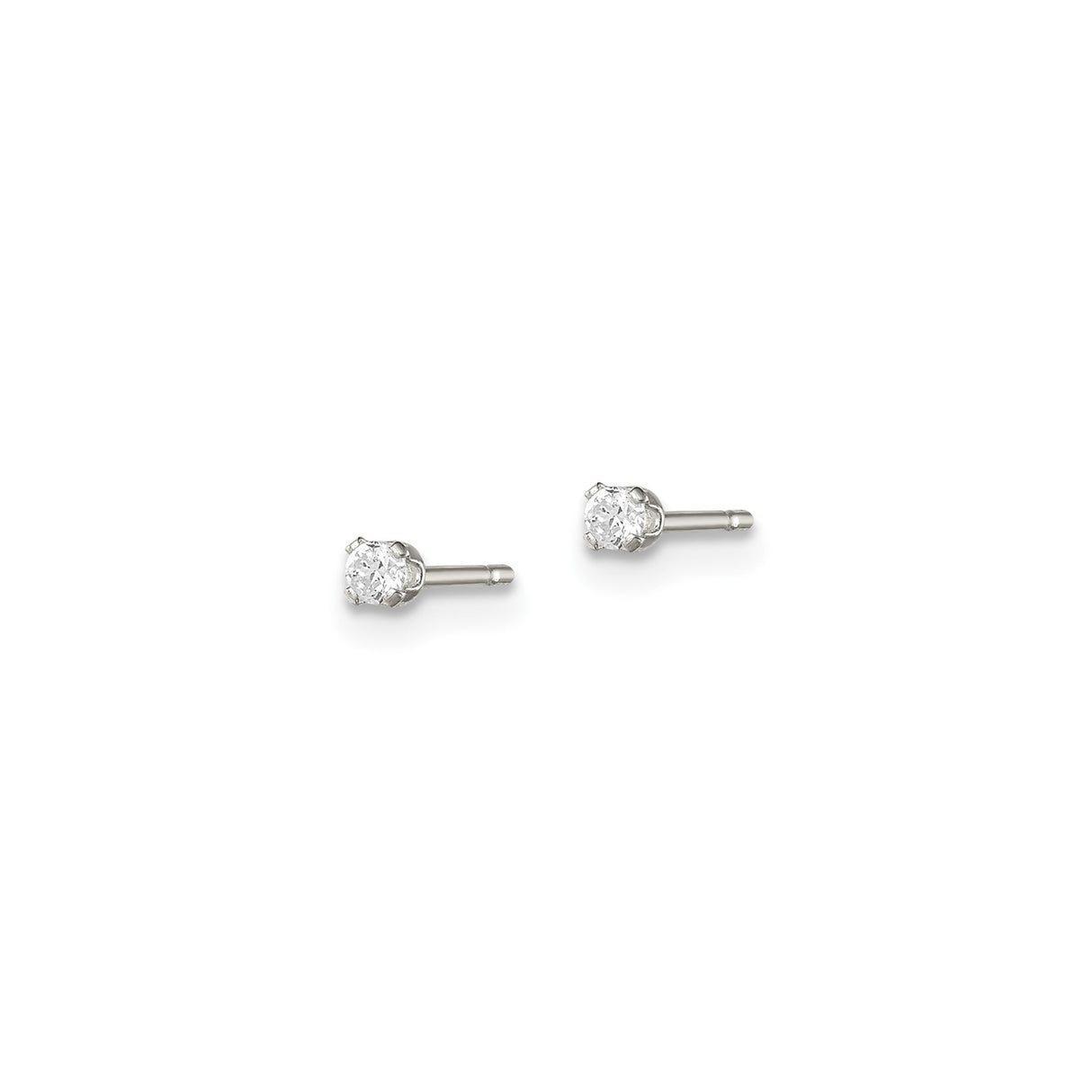 Sterling Silver Stud Earrings with Round Cubic Zirconia in Classic Prong Setting