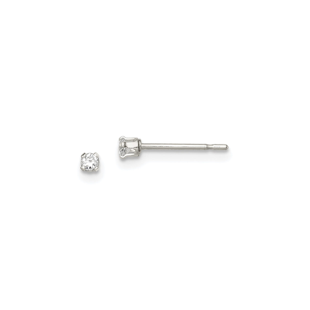 Sterling Silver Stud Earrings with Round Cubic Zirconia in Classic Prong Setting