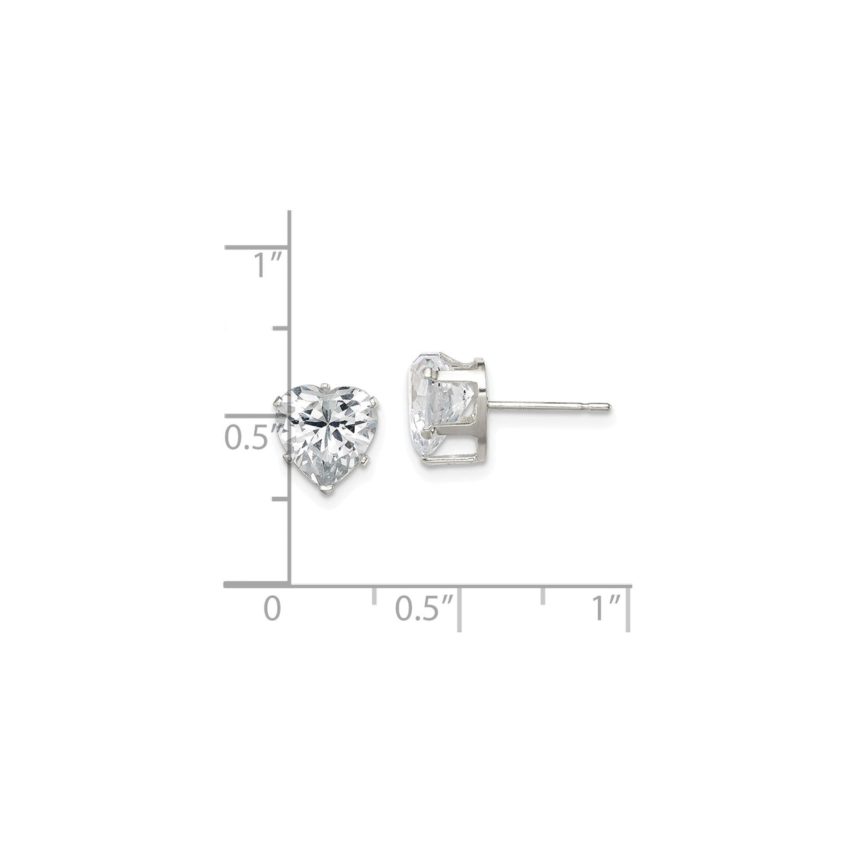 Sterling Silver Heart Shaped Stud Earrings with Cubic Zirconia, Minimalist Romantic Design