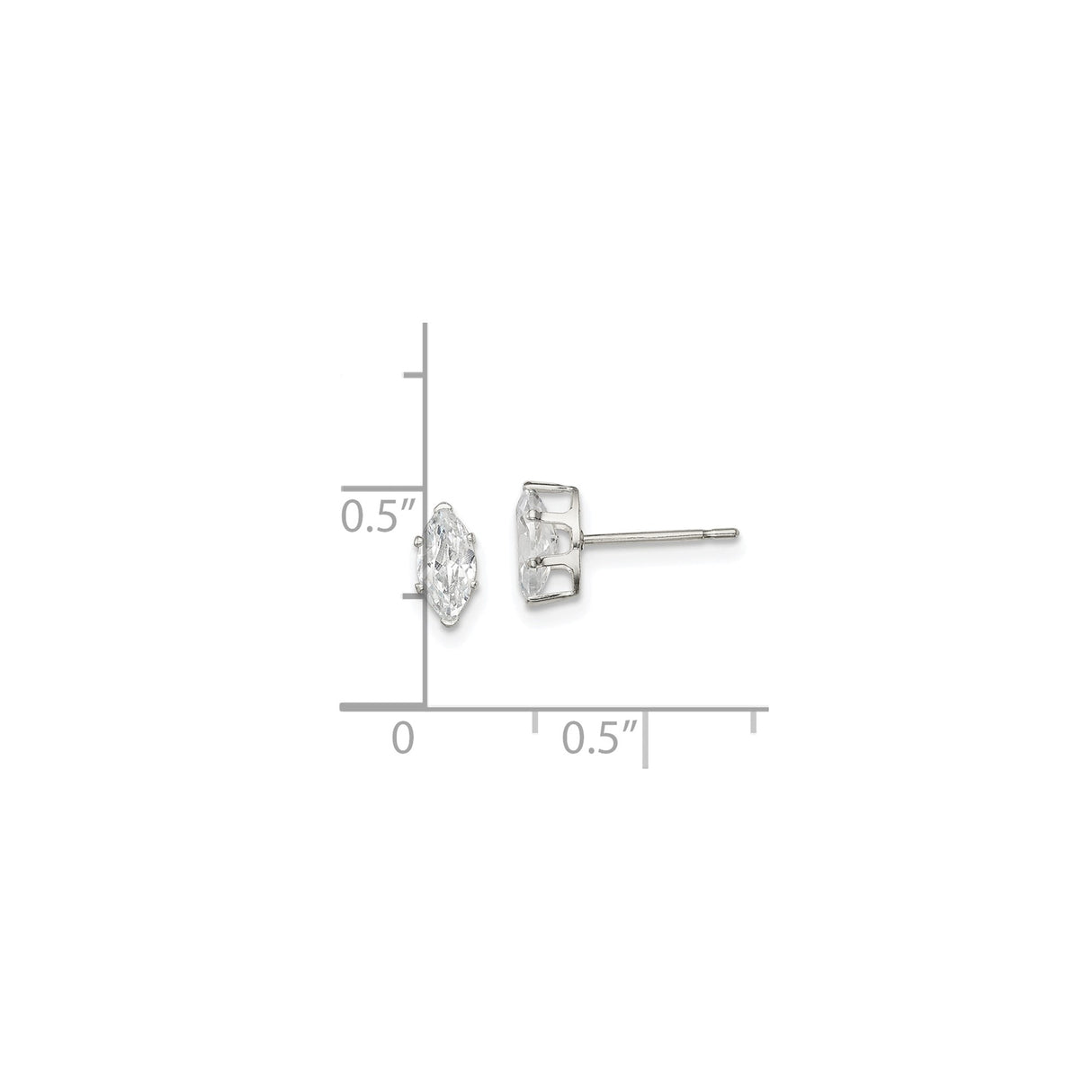 Sterling Silver Marquise Cut Stud Earrings with Cubic Zirconia, Minimalist Prong Setting Design
