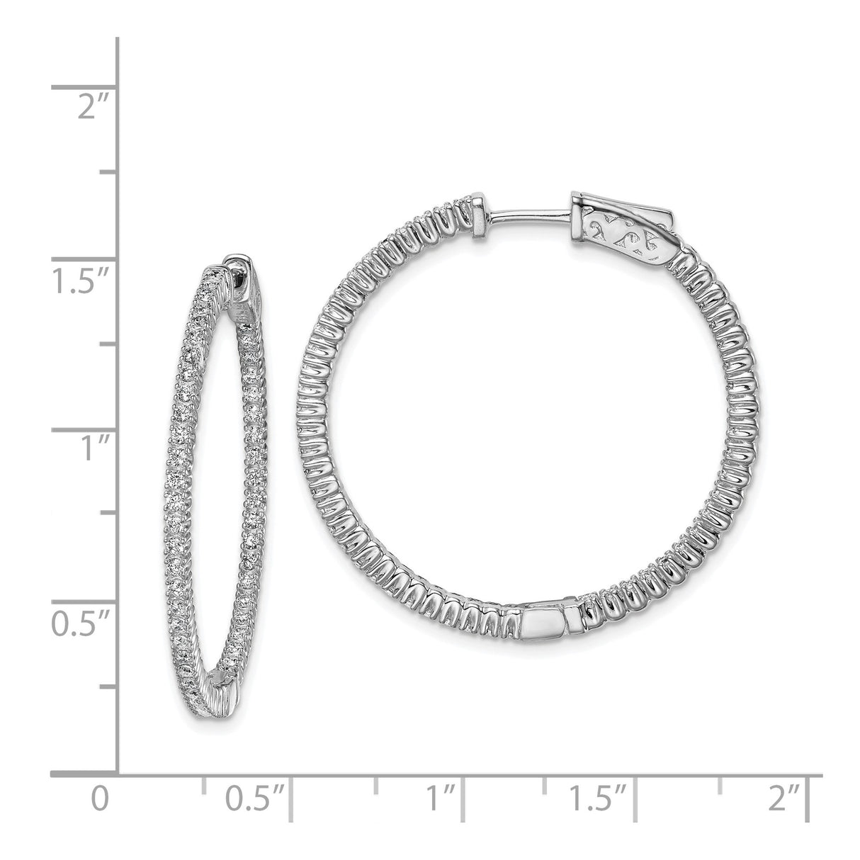 Sterling Silver Hoop Earrings with Cubic Zirconia and Textured Design for Women