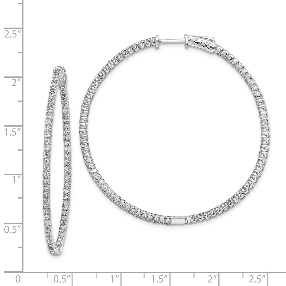 Sterling Silver Hoop Earrings with Cubic Zirconia and Textured Front Design