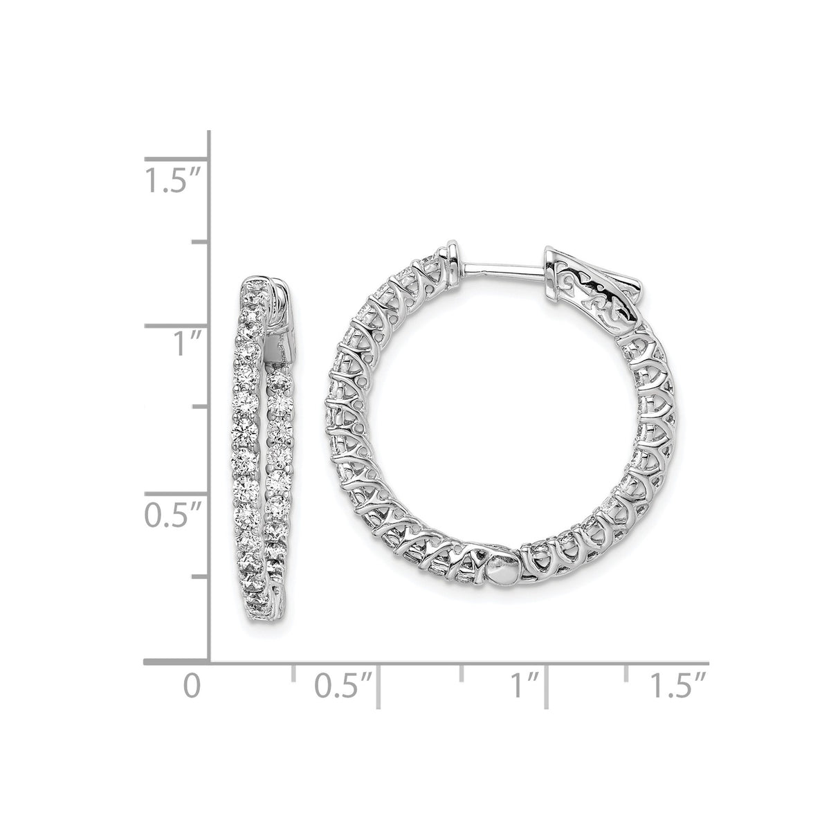 Sterling Silver Hoop Earrings with Cubic Zirconia and Celtic Filigree Design