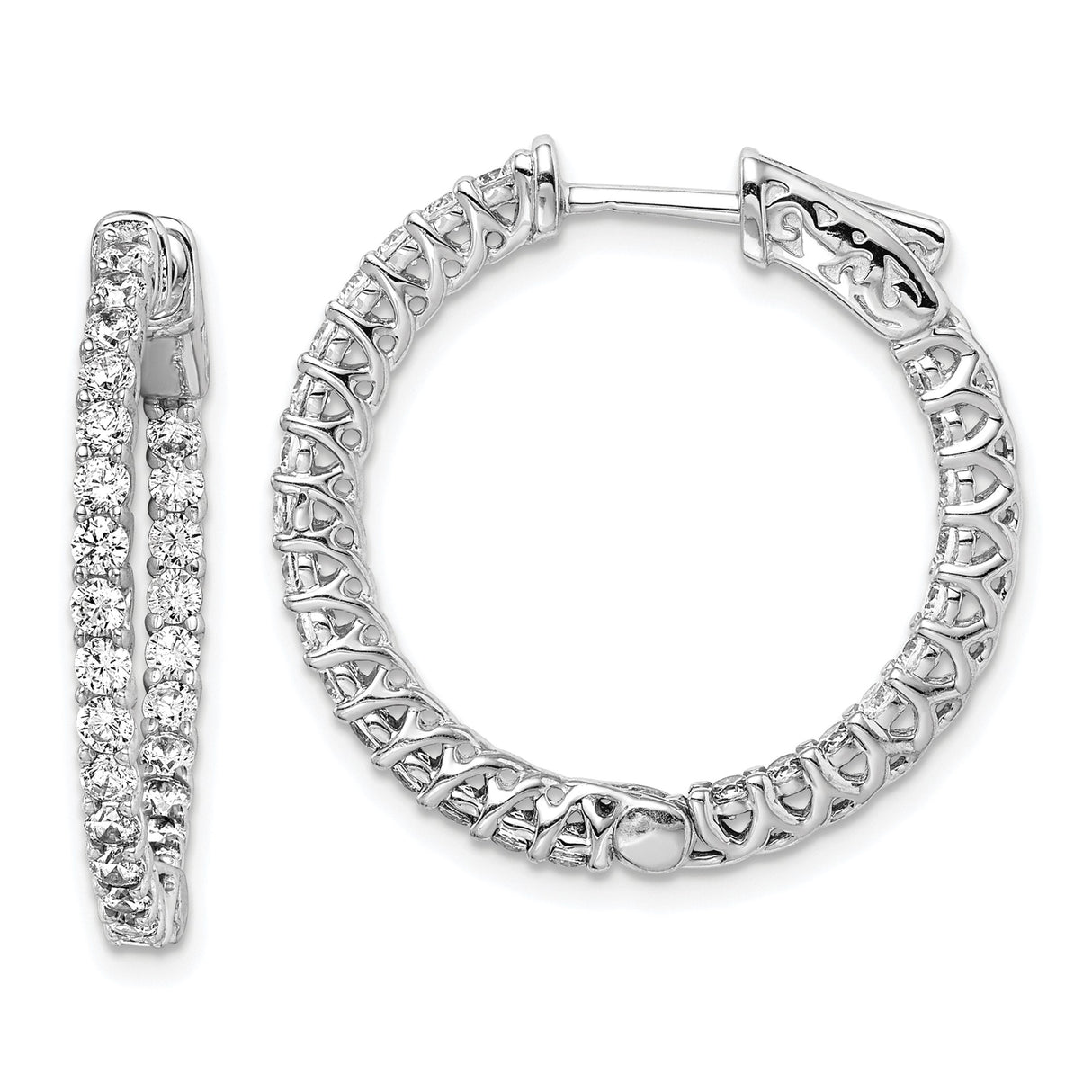 Sterling Silver Hoop Earrings with Cubic Zirconia and Celtic Filigree Design
