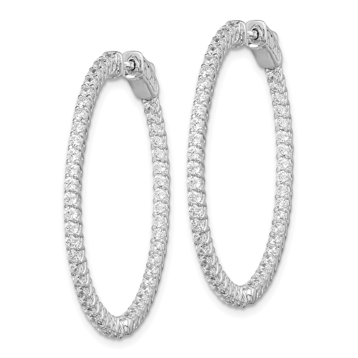 Sterling Silver Hoop Earrings with Cubic Zirconia, Crisscross Textured Design